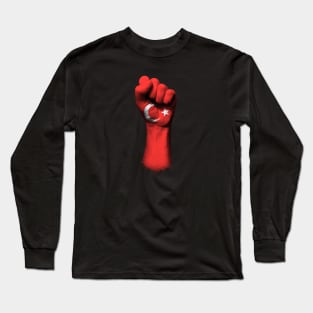 Flag of Turkey on a Raised Clenched Fist Long Sleeve T-Shirt